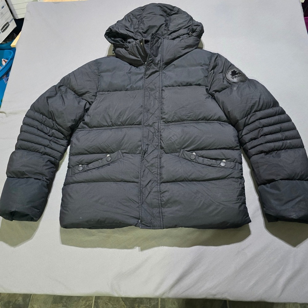 Pajar Puffer Jacket Mens Size Small Black Hooded Quilted Heavyweight Winter Coat